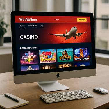 WinAirlines Casino - Desktop Platform Interface - Dark Theme Design